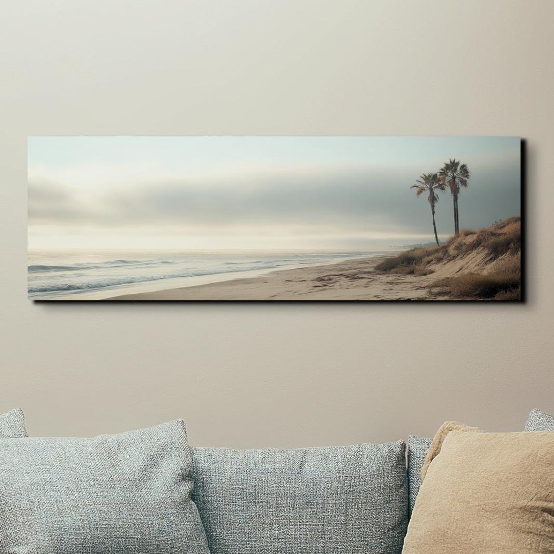 The Original Moody Beach Ready To Hang Panoramic Wall Art Print Large Wall Art Panoramic Art