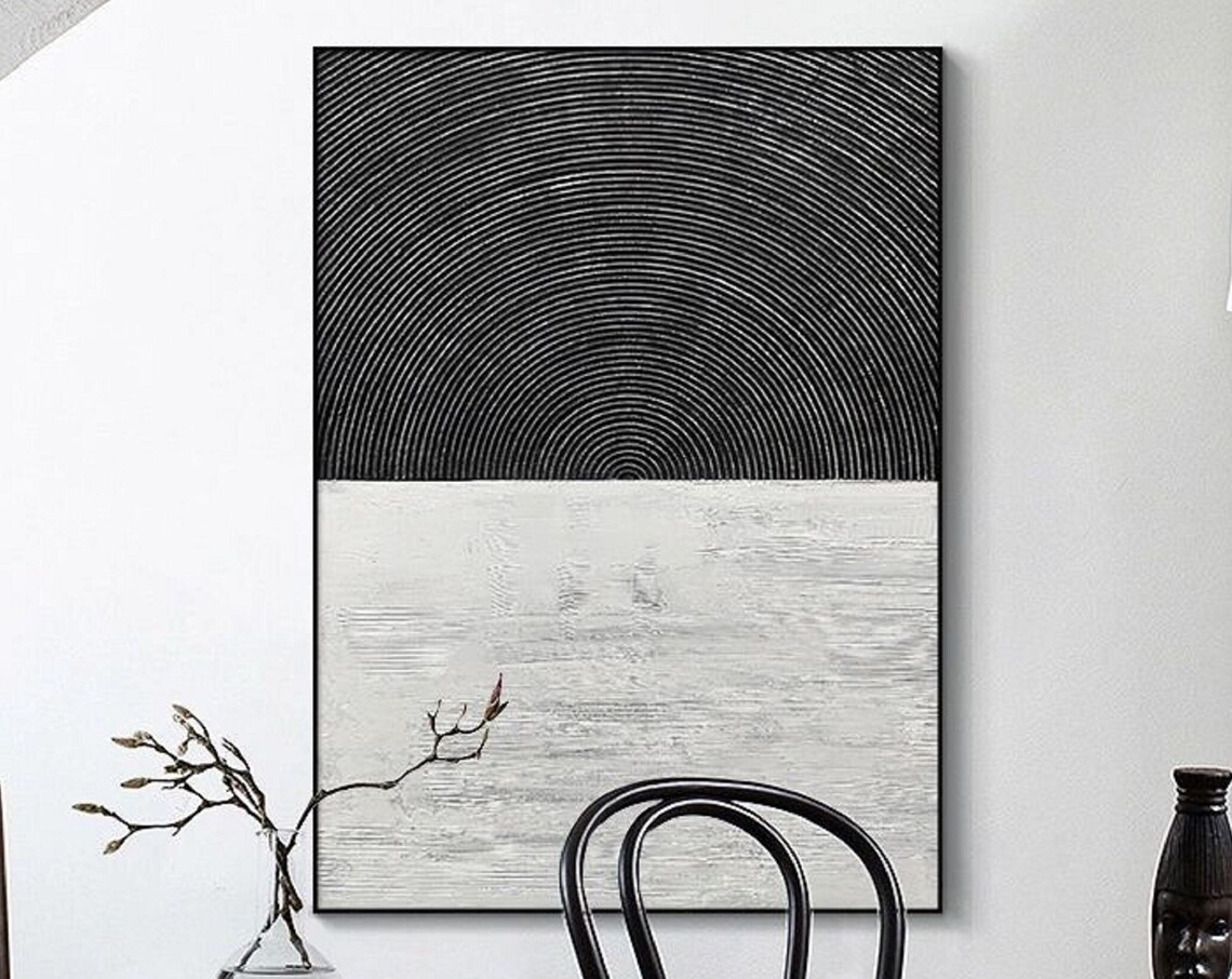 Black And White Abstract Art Painting Black And White Art Black Abstract Art Black Textured Art Black Wall Art Black Frame Wall Art - Image 2
