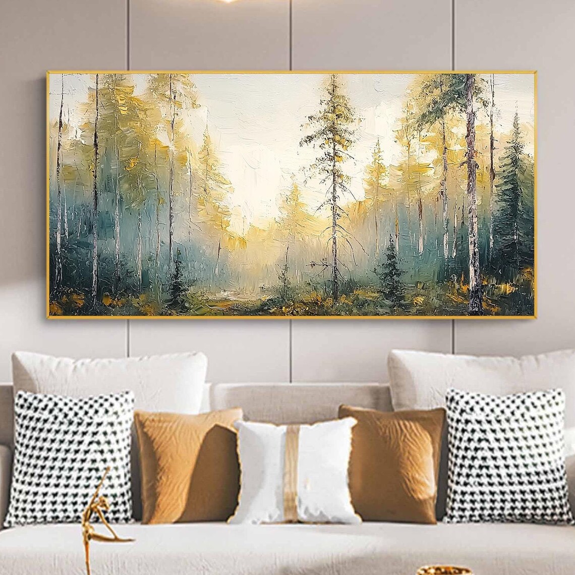 Natural Forest Landscape Oil Painting On Large Original Forest Painting Custom Green Tree Wall Art Modern Living Room Home Decor