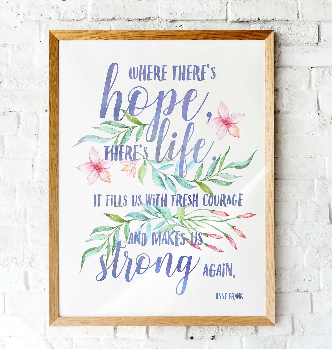 Anne Frank Watercolor Quote Art Print, Hope and Life - Image 3