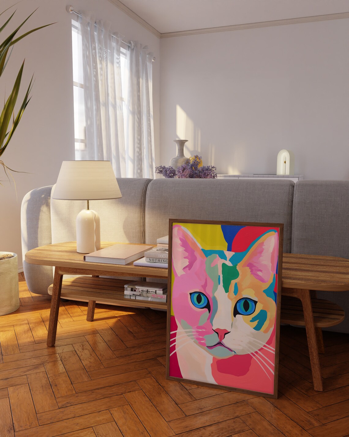 Colorful Pop Art Cat Face Close Up Vibrant Feline Art Poster - Image 3