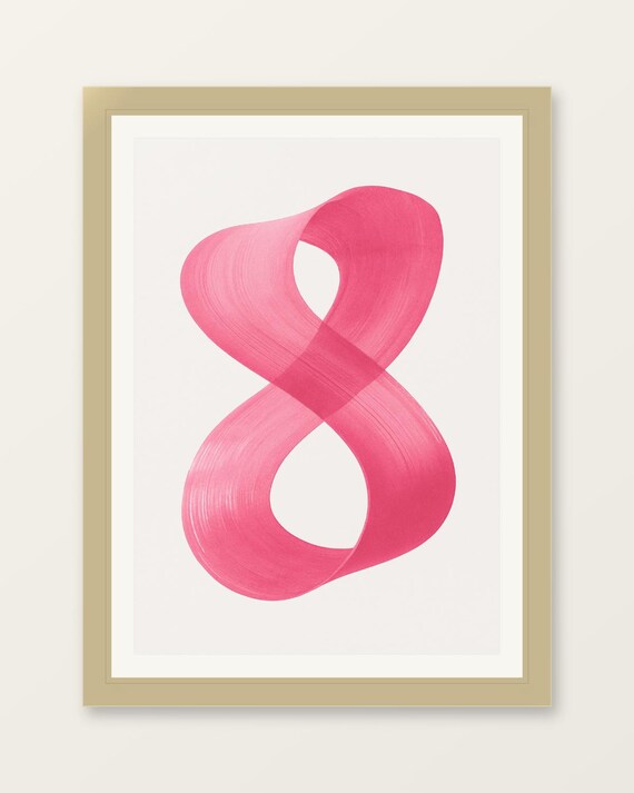 Infinity Abstract Brushstroke Art Print Modern Minimalist Poster In Pink Blue Ochre Black