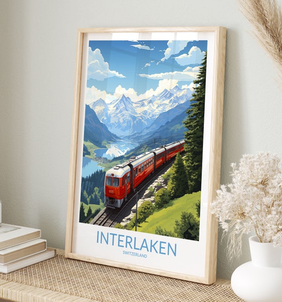 Interlaken Print No 3 Interlaken Poster Interlaken Wall Art Interlaken Art Print Interlaken Artwork Traveler Gift Switzerland