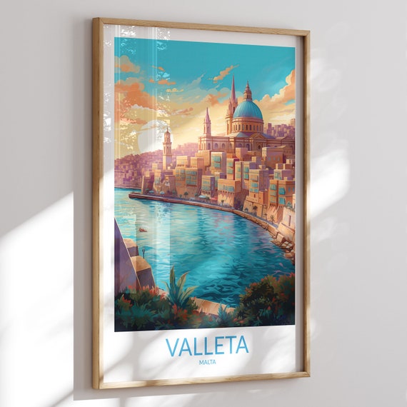 Valletta Print No 4 Valletta Poster Valletta Wall Art Valletta Art Print Valletta Artwork Valletta Travel Gift Malta