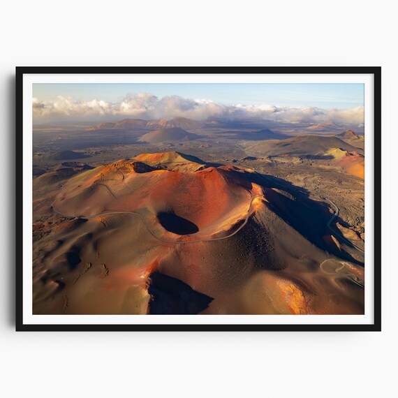 Timanfaya Lanzarote Print Canary Islands Print Lanzarote Travel Poster Lanzarote Wall Art Volcano Print Volcano Gift Volcanoes