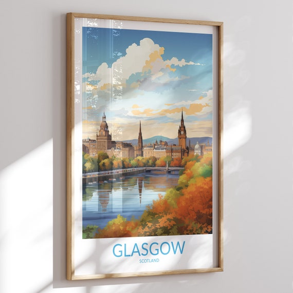 Glasgow Print No 2 Glasgow Poster Glasgow Wall Art Glasgow Art Print Glasgow Artwork Glasgow Travel Gift United Kingdom Print England