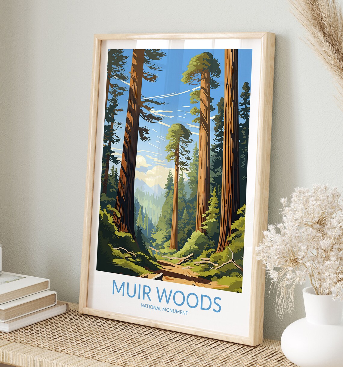 Muir Woods National Monument Tall Redwood Trees Sky Travel Poster