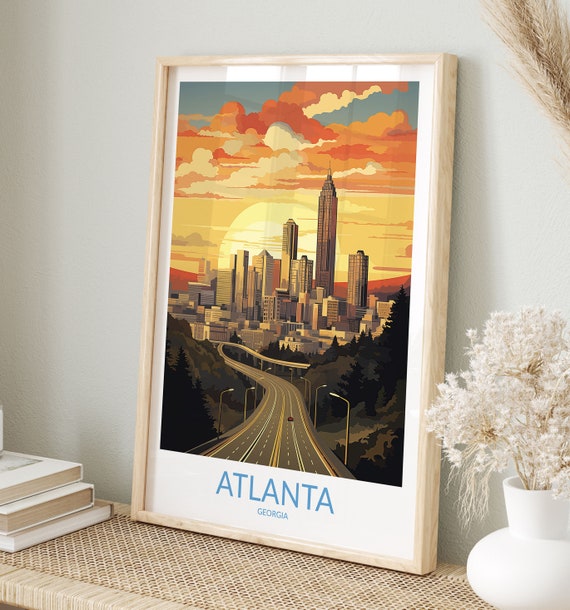 Atlanta Travel Print No 3 Atlanta Poster Atlanta Wall Art Atlanta Art Print Atlanta Artwork Atlanta Travel Gift Georgia