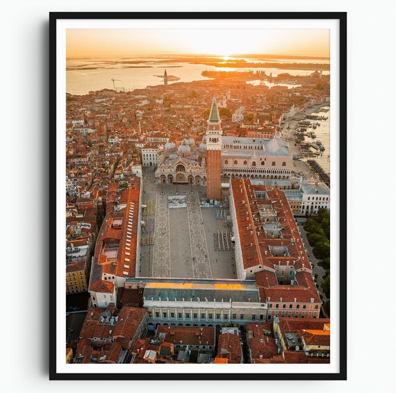Saint Marks Square Sunset Aerial Venice Italy Photography Poster