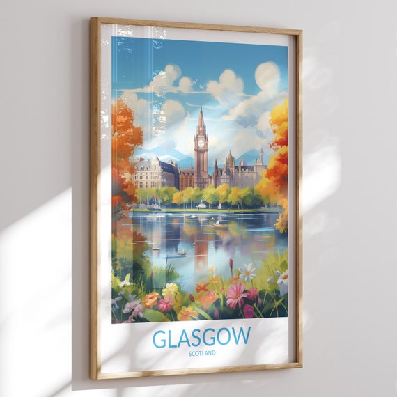 Glasgow Print No 5 Glasgow Poster Glasgow Wall Art Glasgow Art Print Glasgow Artwork Glasgow Travel Gift United Kingdom England