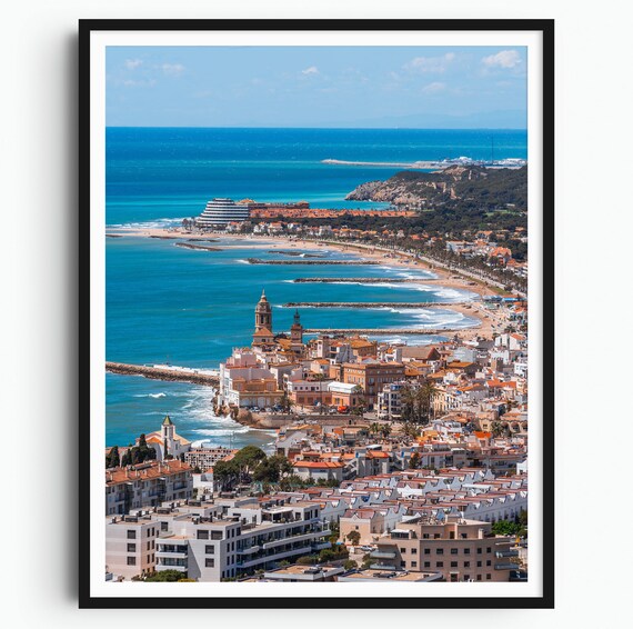 Sitges Spain Coast Beach Church Mediterranean Sea View Poster