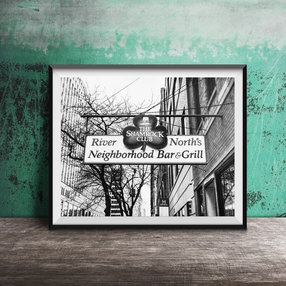 The Shamrock Club River North Irish Bar Sign Chicago Photo Poster - Image 2