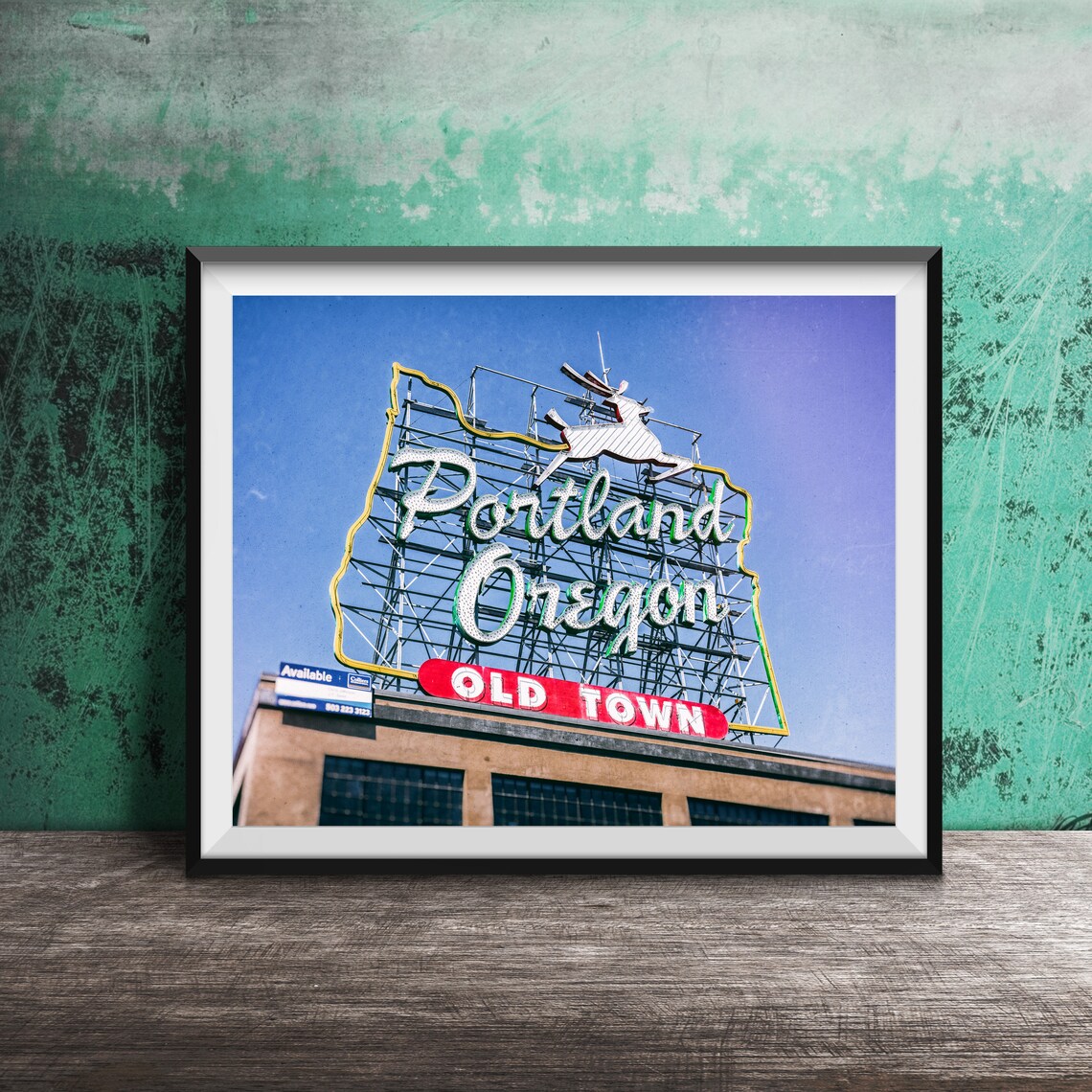 Portland Oregon Downtown Stag Sign Wall Art Print