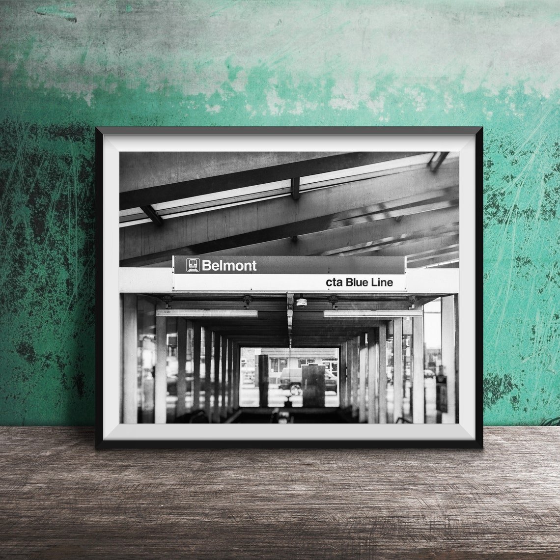 Belmont CTA Blue Line Logan Square Chicago Train Sign Poster - Image 2