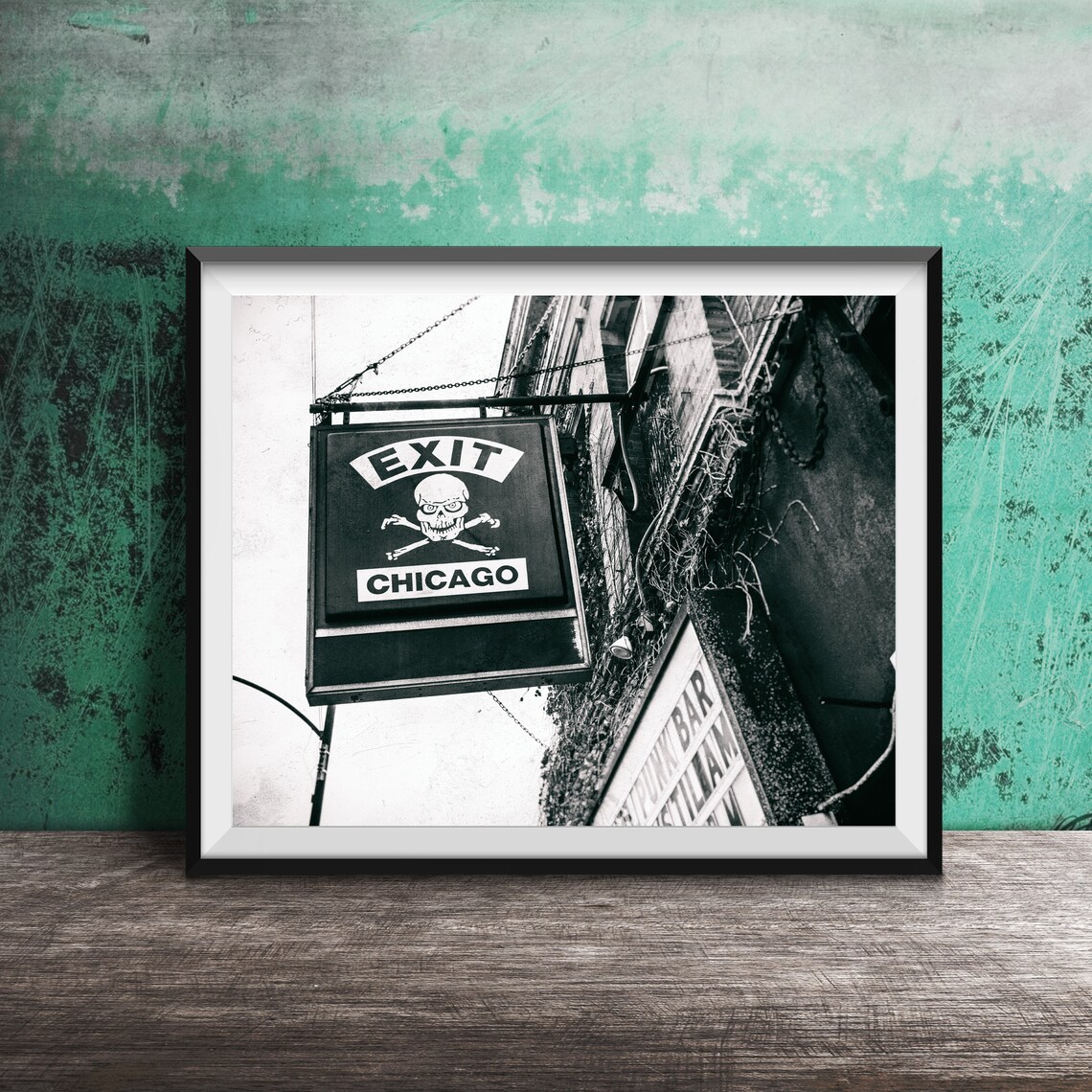 Exit Chicago Wall Art, Chicago Bar Sign Poster