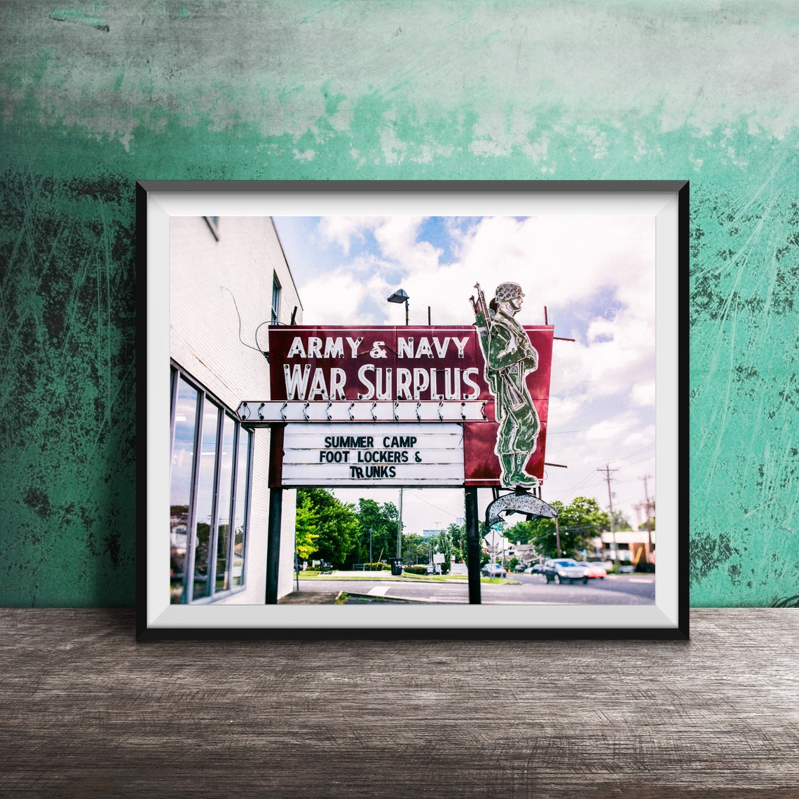 Army & Navy War Surplus Vintage Neon Sign Photography Poster