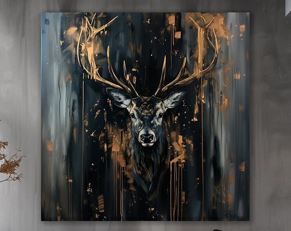 Stag Portrait Deer Wall Art Print, Rustic Cabin Decor