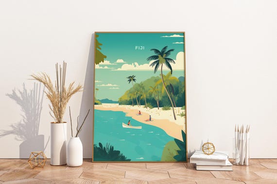 Fiji Travel Poster Artwork Wall Art Print Vintage Decor