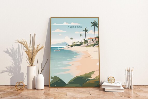 Barbados Caribbean Travel Print Poster Wall Art Vintage De