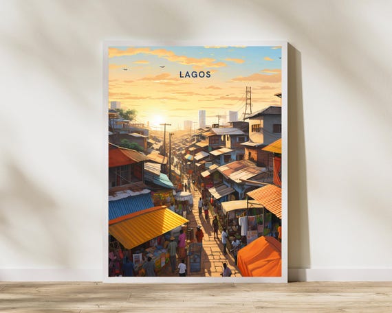 Lagos Nigeria Travel Print Poster Wall Art Vintage Decor