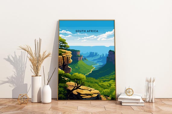 South Africa Travel Print Poster Wall Art Vintage Decor