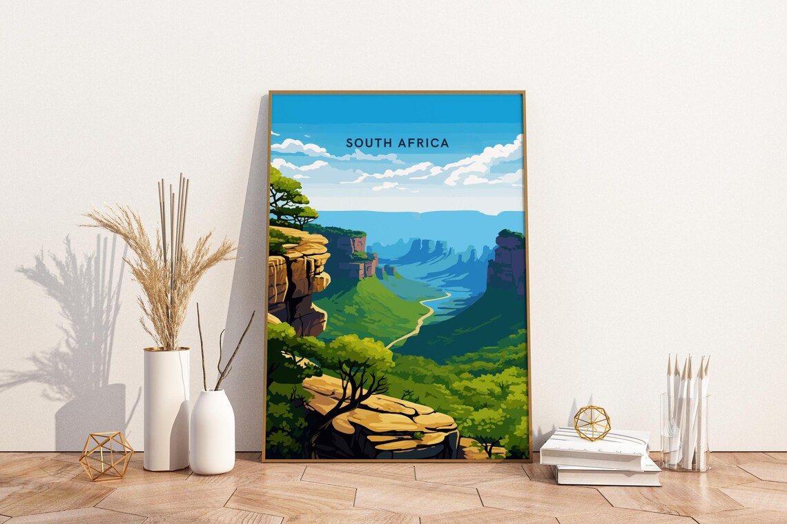 South Africa Green Canyon Mountains Scenic Travel Art Poster