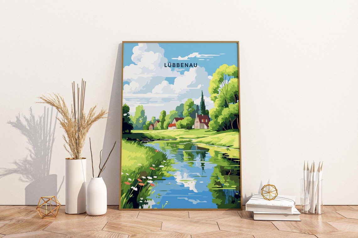 Lubbenau Germany Vintage Travel Canal Village River Scene Poster