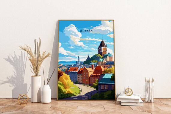 Quebec Canada Chateau Frontenac Old Town Summer Travel Art Poster