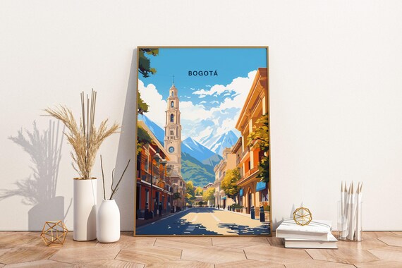 Bogota Colombia Travel Print Poster Wall Art Vintage Decor