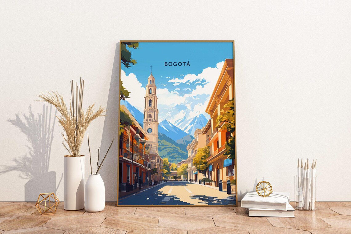 Bogota Colombia Travel Print Poster Wall Art Vintage Decor