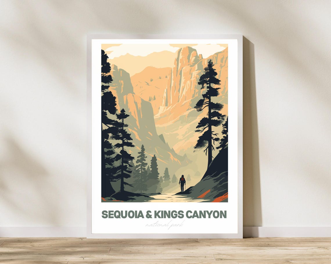 Sequoia and Kings Canyon National Park Canyon Hiker Travel Poster