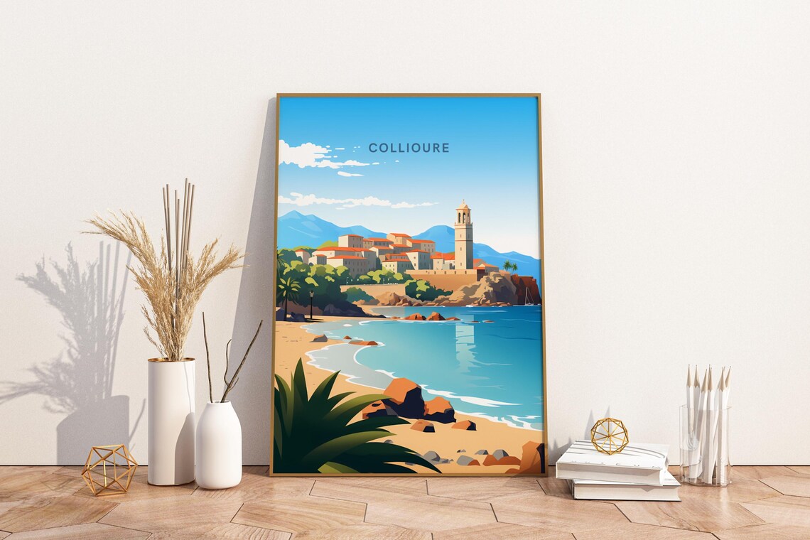 Collioure France Mediterranean Coast Village Seaside Travel Poster