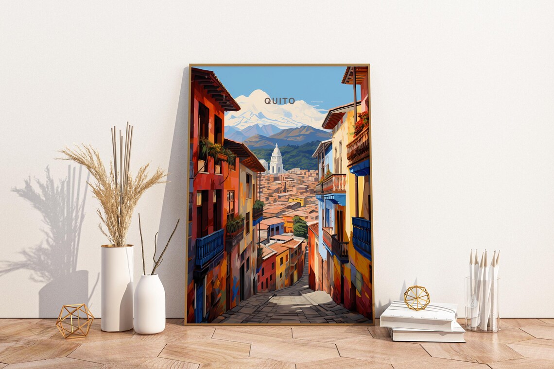 Quito Ecuador Travel Print Poster Wall Art Vintage Decor