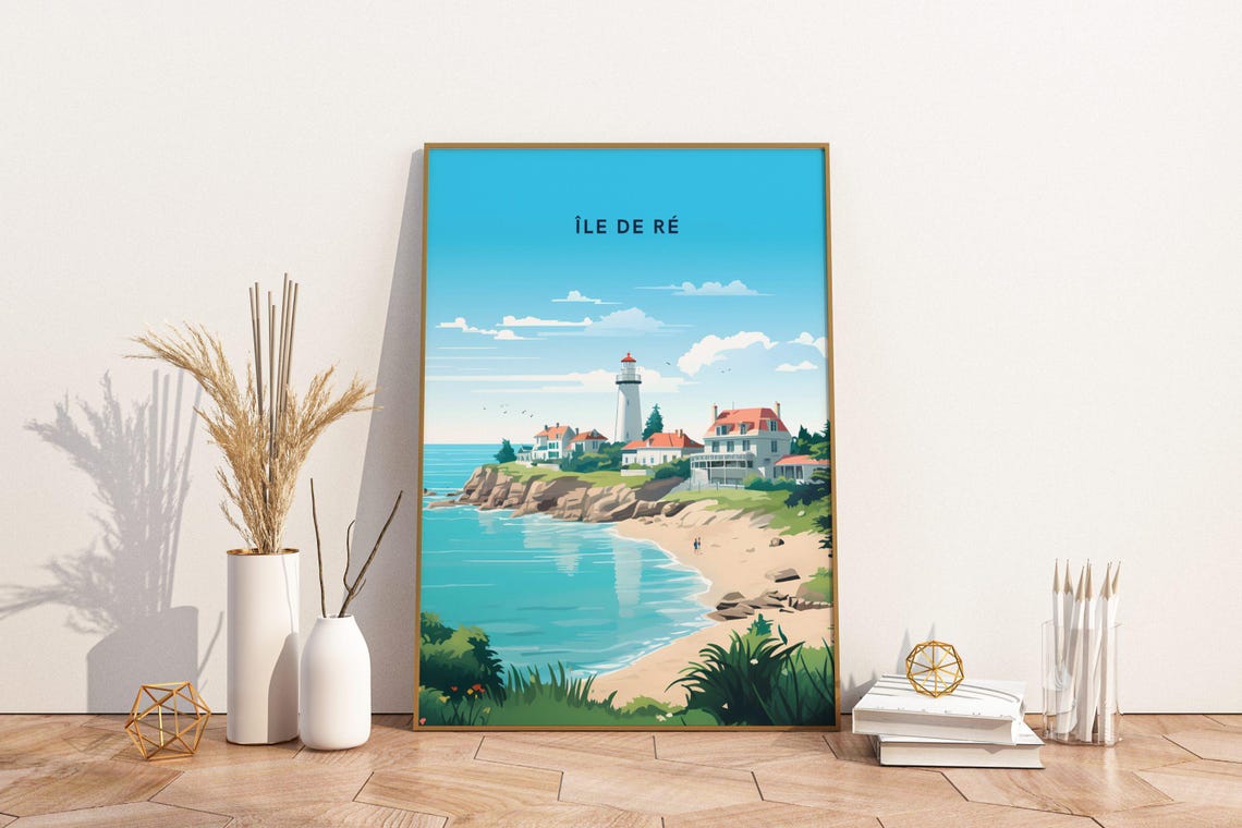 Ile De Re France Lighthouse Coastal Village Travel Poster Art Beach