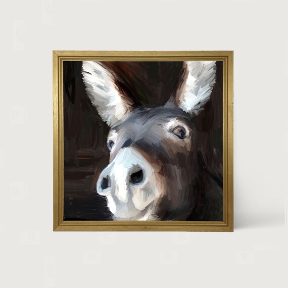 Donkey Face, Farmhouse Style Farm Animal Art Print
