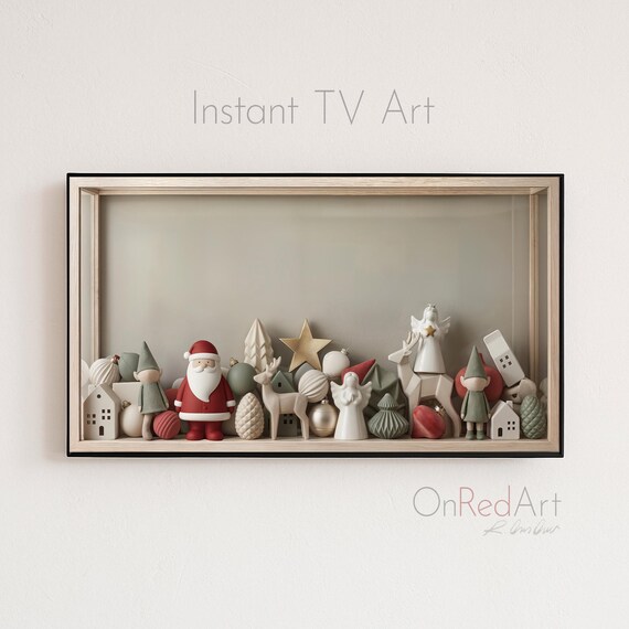 Cozy Christmas Ceramic Figures Santa Gnomes Reindeer Holiday Poster