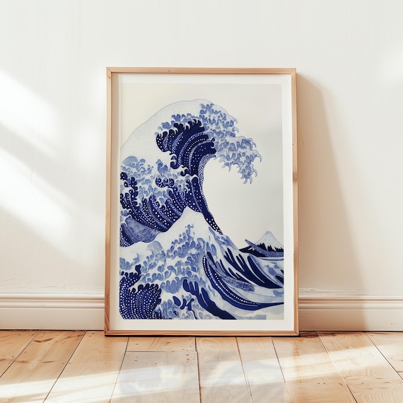 The Great Wave Off Kanagawa Hokusai Japanese Woodblock Vintage Art Poster
