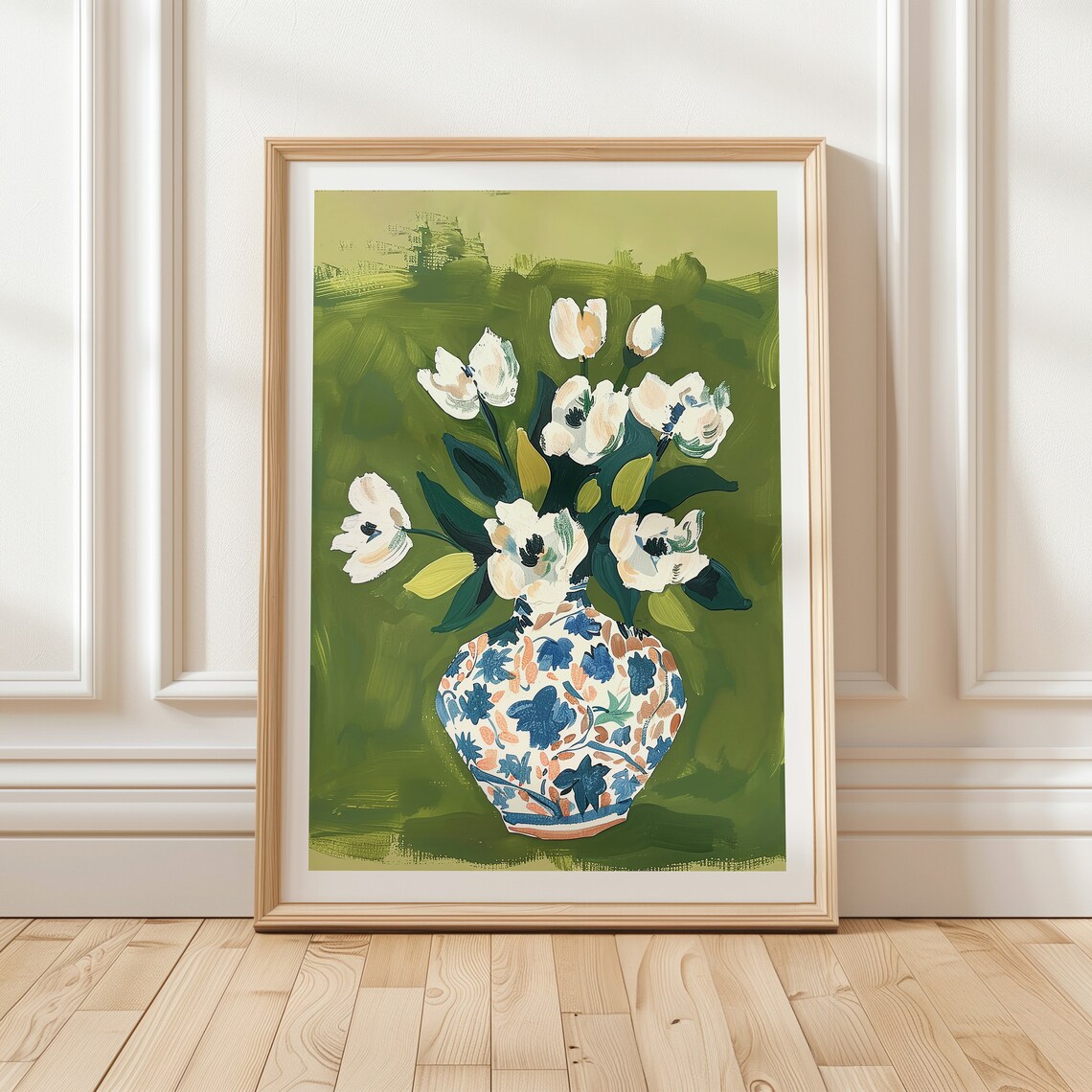 Flowers In A Vase Gouache Art Print, Floral Decor - Image 2