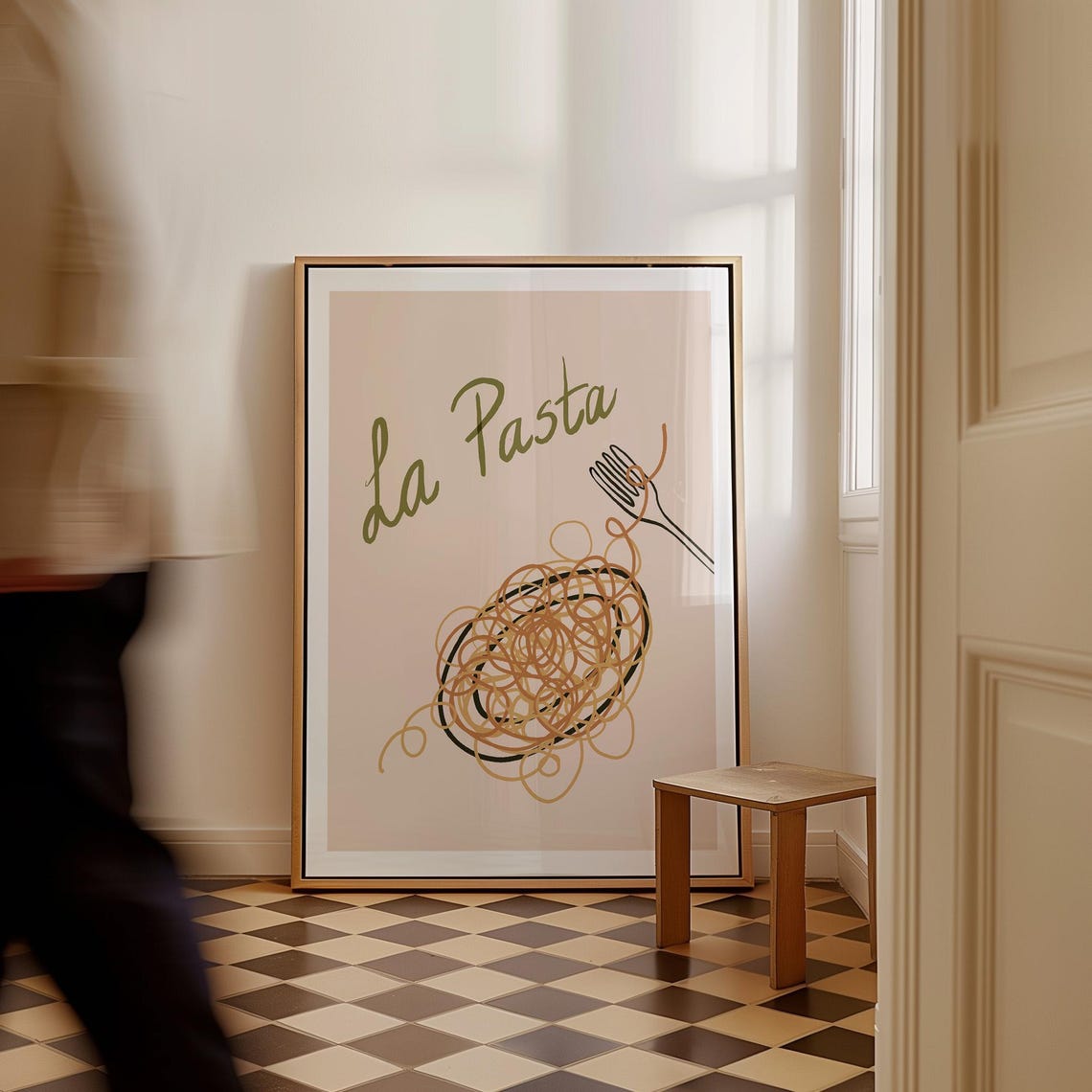 La Pasta Spaghetti Line Art Minimalist Italian Kitchen Food Poster - Image 3