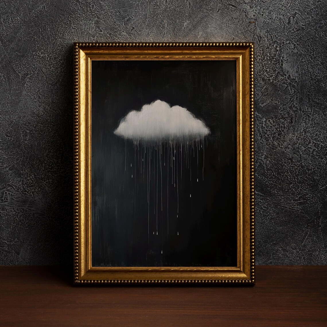 Vintage Rain Cloud Art Print, Dark Academia Sky
