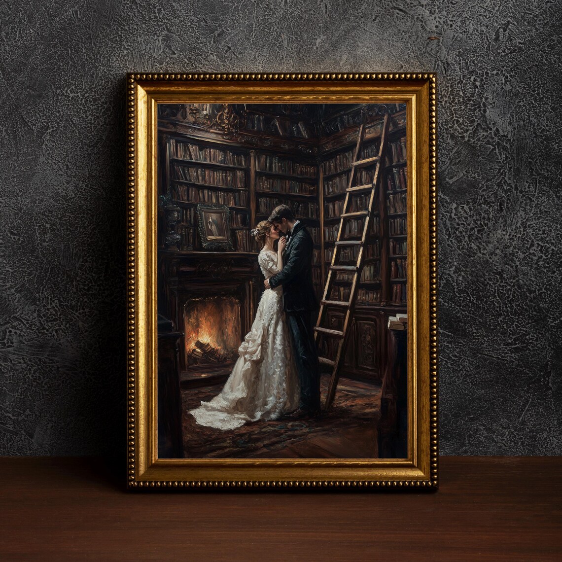 Library Couple Baroque Moody Dark Academia Art Print