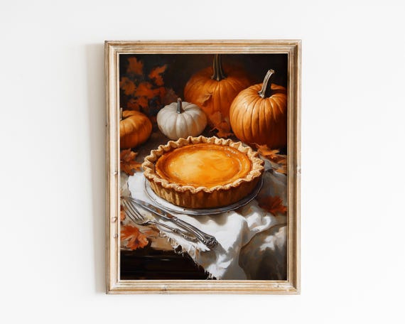 Thanksgiving Pumpkin Pie Halloween Artfall Kitchen Wall Art Fall Prints Of Pumkin Pierustic Print
