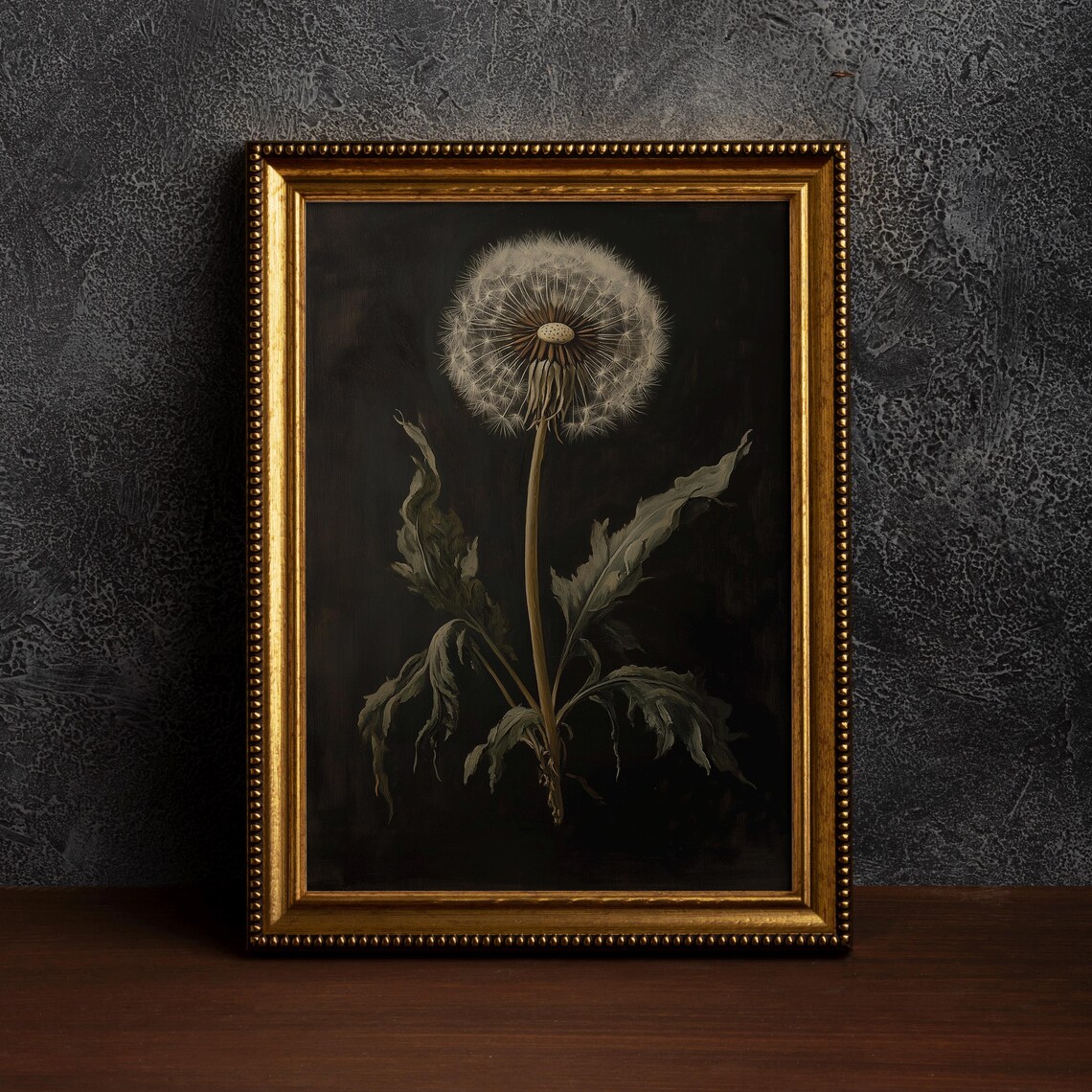 Dandelion Botanical Art Print, Dark Academia Decor