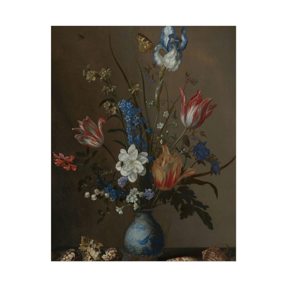 Flowers in Blue Porcelain Vase with Shells in Dutch Golden Age Poster - Image 4