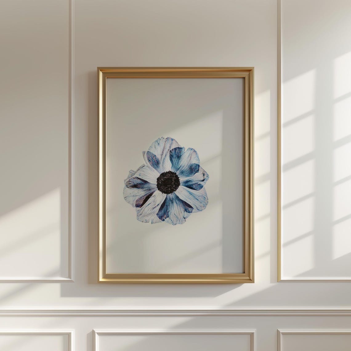Blue Anemone Bloom Pressed Flower Style Minimal Floral Poster - Image 5