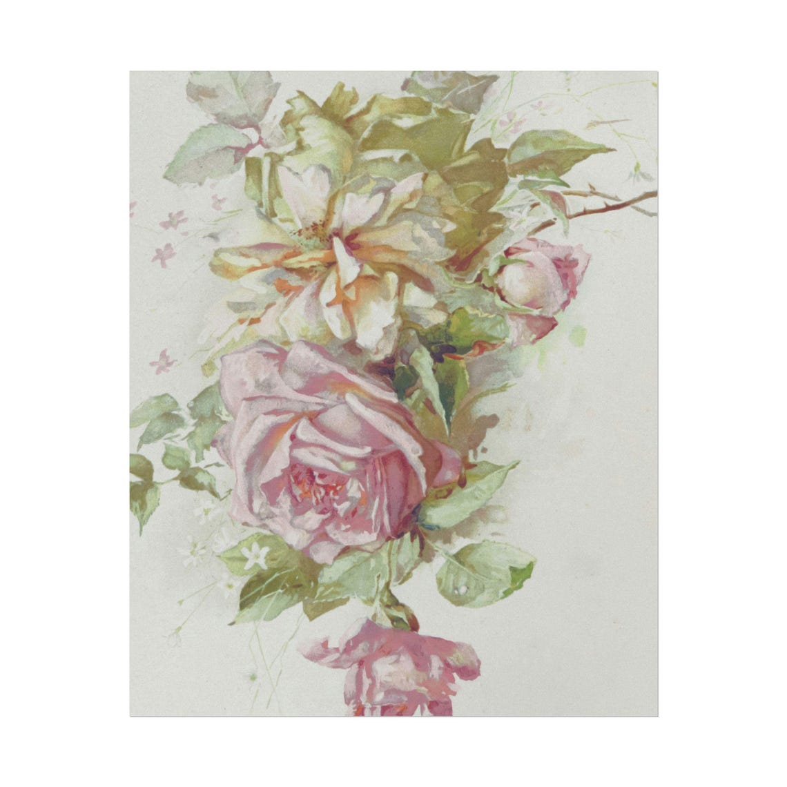 Pink Rose Bouquet in Soft Watercolor Romantic Floral Art Poster - Image 5