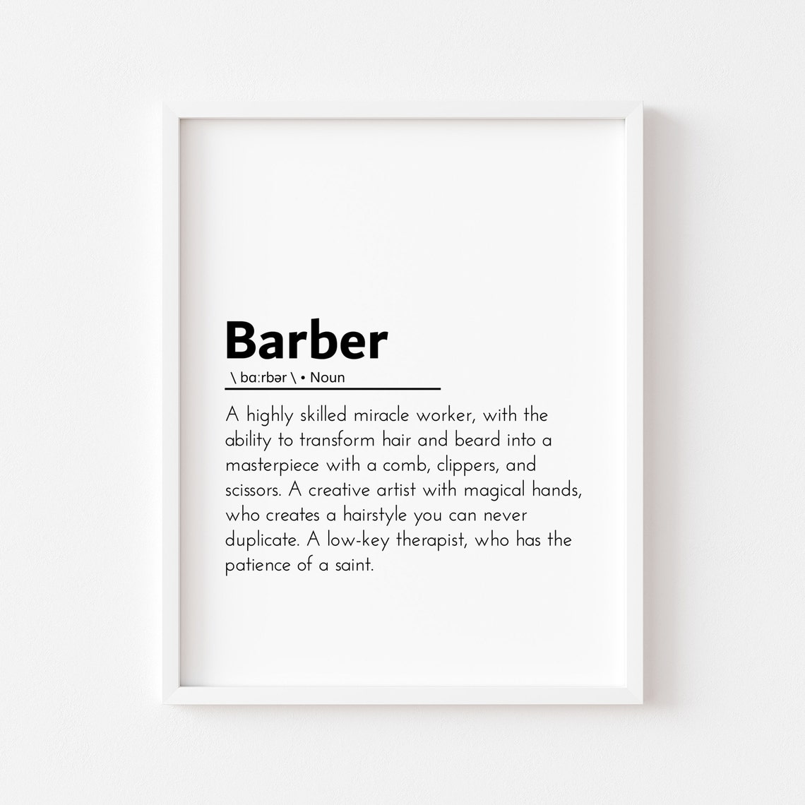 Barber Definition Gifts Poster Print Shop Wall Decor Art Hairdresser Gift Male Hair Stylist
