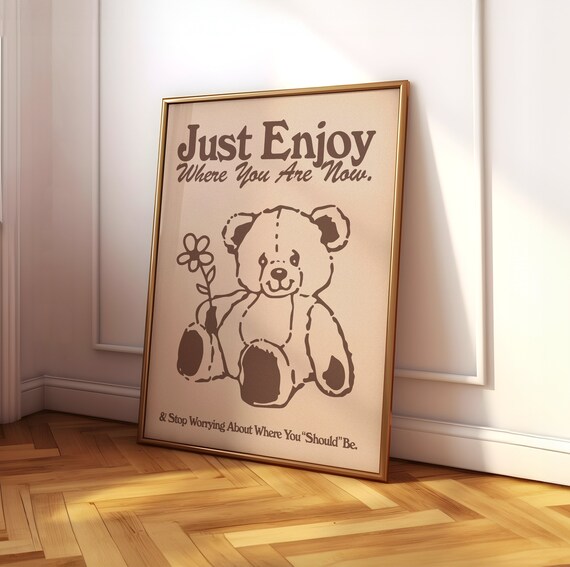 Coquette Teddy Bear Brown Y2K Vintage Art Print