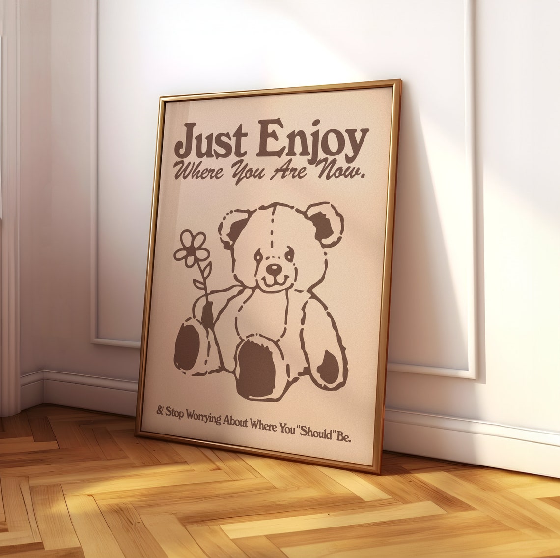 Coquette Teddy Bear Brown Y2K Vintage Art Print
