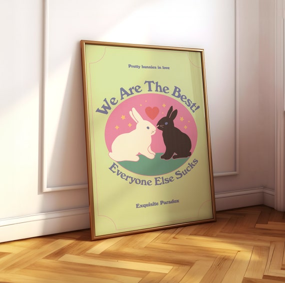 Bunny Colorful Print Y2k Wall Poster Vintage Art